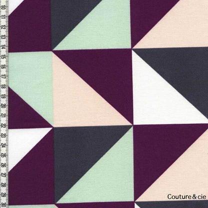 Tissu Triann glacier, gris, aubergine dans LINNAMORATA par Couture et Cie