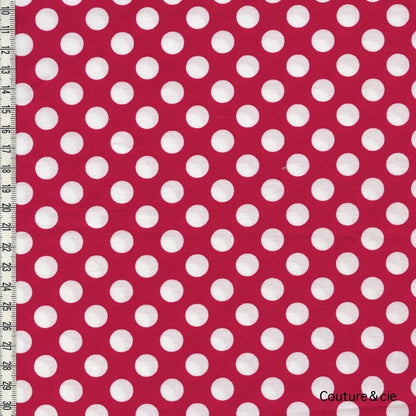 Tissu Ta Dot rouge pois blancs dans MICHAEL MILLER par Couture et Cie