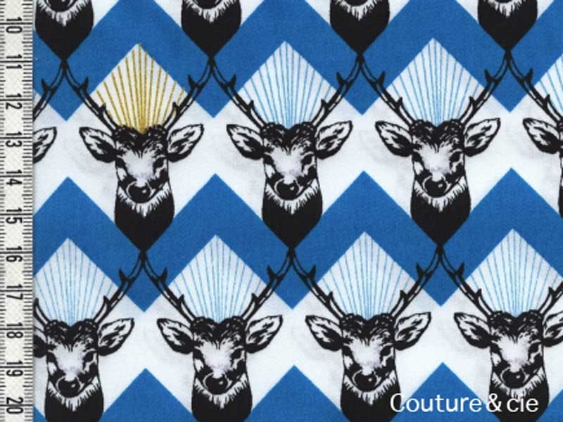 Tissu Echino Huedrawer Cerf bleu dans TISSUS JAPONAIS par Couture et Cie