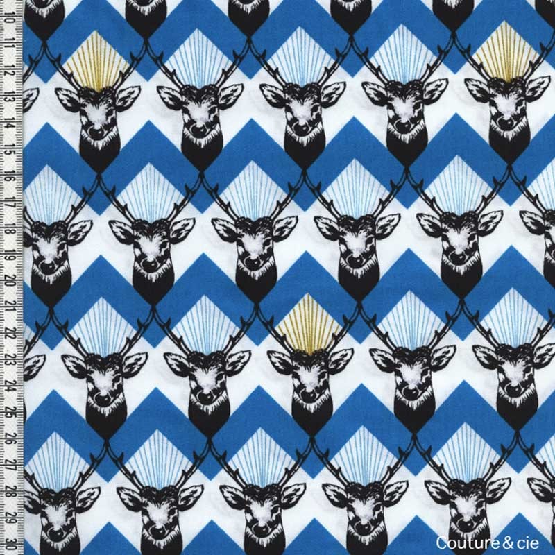 Tissu Echino Huedrawer Cerf bleu dans TISSUS JAPONAIS par Couture et Cie
