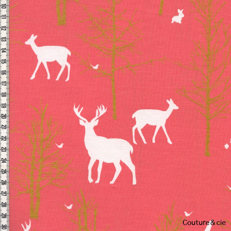 Tissu Michael Miller Timber Valley corail, x10cm dans MICHAEL MILLER par Couture et Cie