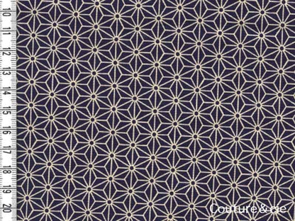 Tissu japonais Asanoha Navy blue, coupon 57*110cm dans Motifs traditionnels par Couture et Cie