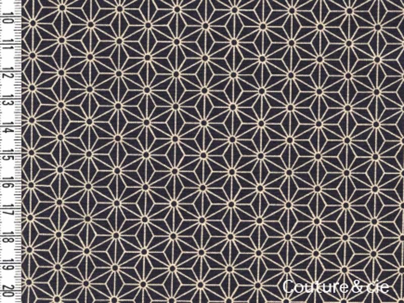 Tissu Asanoha gris foncé, coupon 25x110cm dans Motifs traditionnels par Couture et Cie