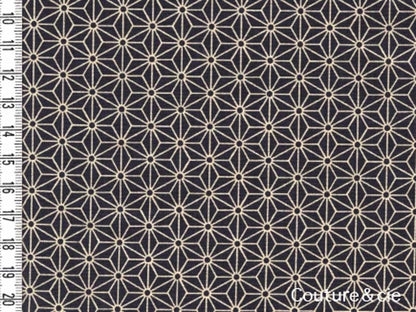 Tissu Asanoha gris foncé, coupon 25x110cm dans Motifs traditionnels par Couture et Cie