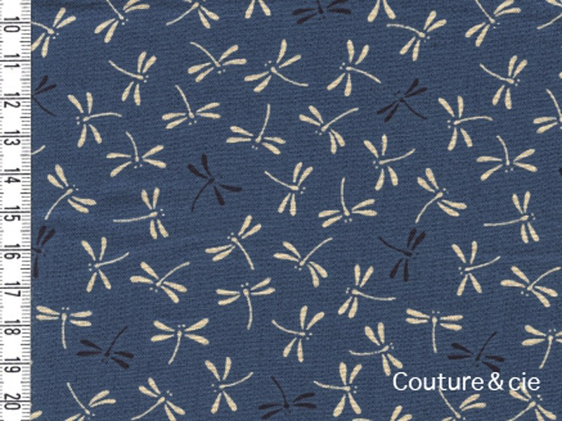 Tissu Libellules bleu canard, coupon 35*110cm dans Motifs traditionnels par Couture et Cie