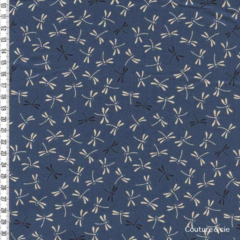 Tissu Libellules bleu canard, coupon 35*110cm dans Motifs traditionnels par Couture et Cie