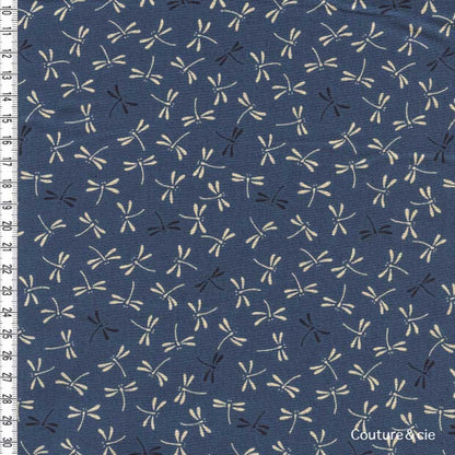 Tissu Libellules bleu canard, coupon 35*110cm dans Motifs traditionnels par Couture et Cie