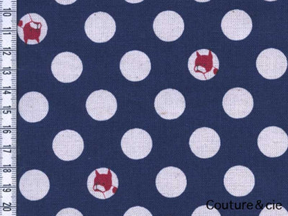 Tissu Pois et bouledogues bleu marine dans Kokka par Couture et Cie