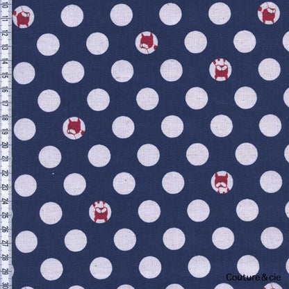 Tissu Pois et bouledogues bleu marine dans Kokka par Couture et Cie