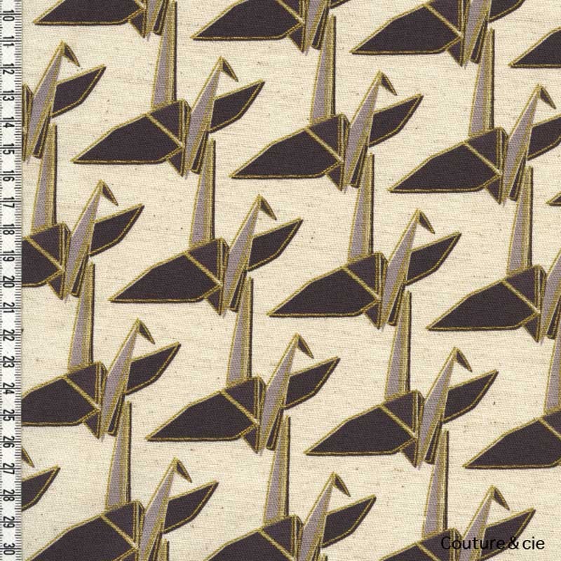 Tissu Kokka Paper Cranes in natural and gold dans Kokka par Couture et Cie