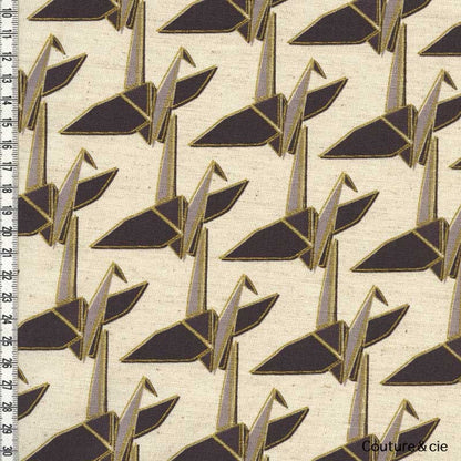 Tissu Kokka Paper Cranes in natural and gold dans Kokka par Couture et Cie