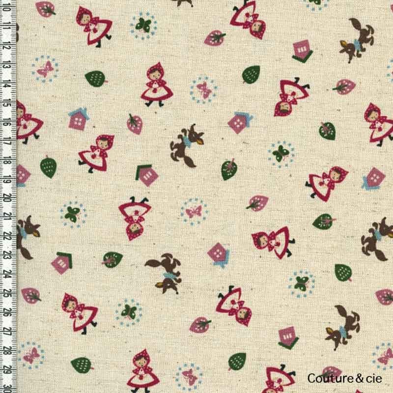 Tissu Kokka Chaperon rouge fond écru dans Kokka par Couture et Cie