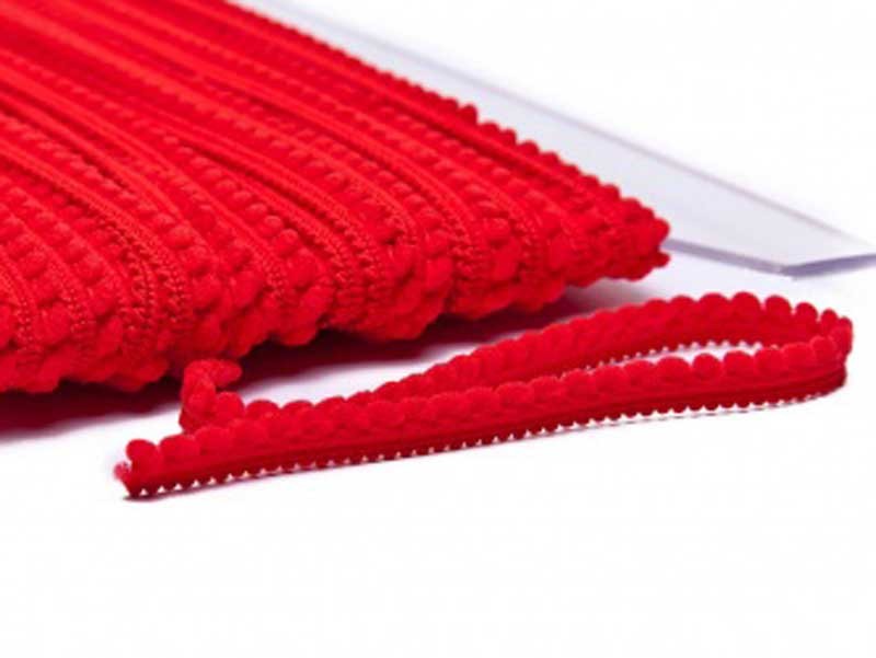 Galon Petits pompons rouge dans Galons pompons par Couture et Cie