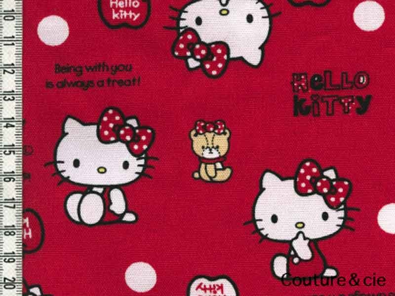 Tissu Hello Kitty bear rouge dans Kiyohara par Couture et Cie