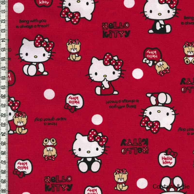 Tissu Hello Kitty bear rouge dans Kiyohara par Couture et Cie