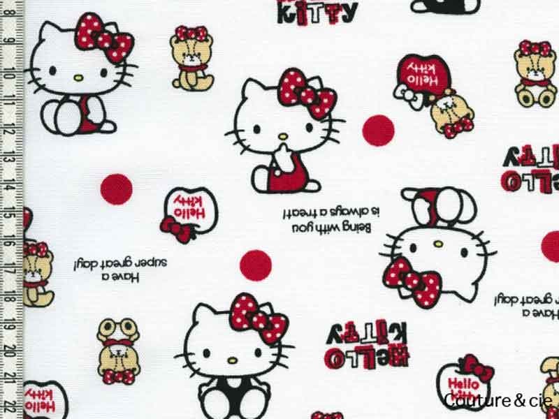 Tissu Hello Kitty bear blanc dans Kiyohara par Couture et Cie
