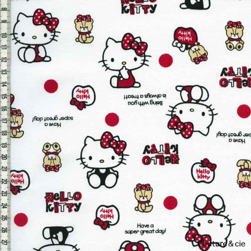 Tissu Hello Kitty bear blanc dans Kiyohara par Couture et Cie