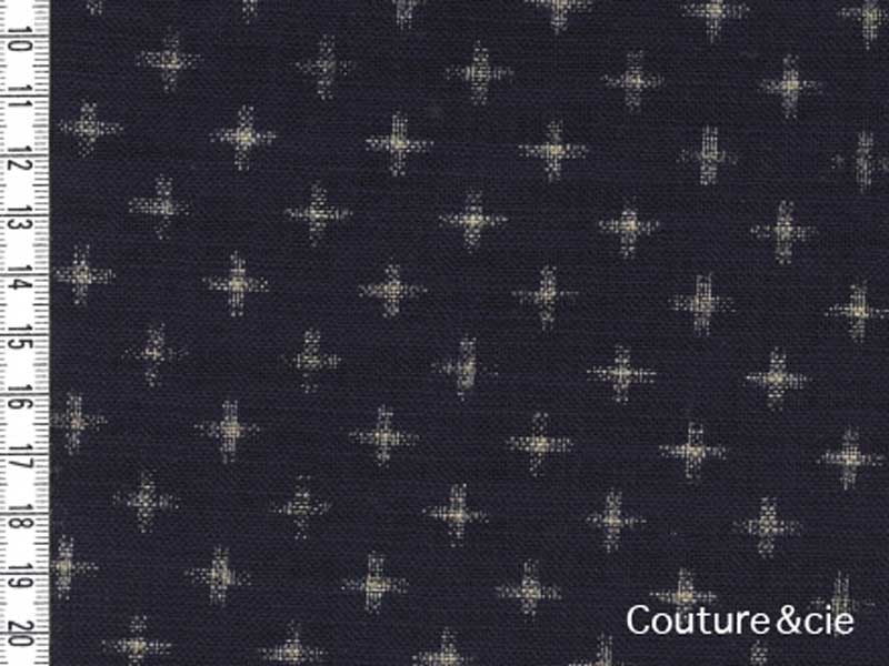 Tissu bleu indigo Juujimonyou, coupon 85x110cm dans Motifs traditionnels par Couture et Cie