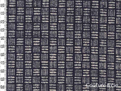 Tissu bleu indigo Traits et lignes dans Motifs traditionnels par Couture et Cie