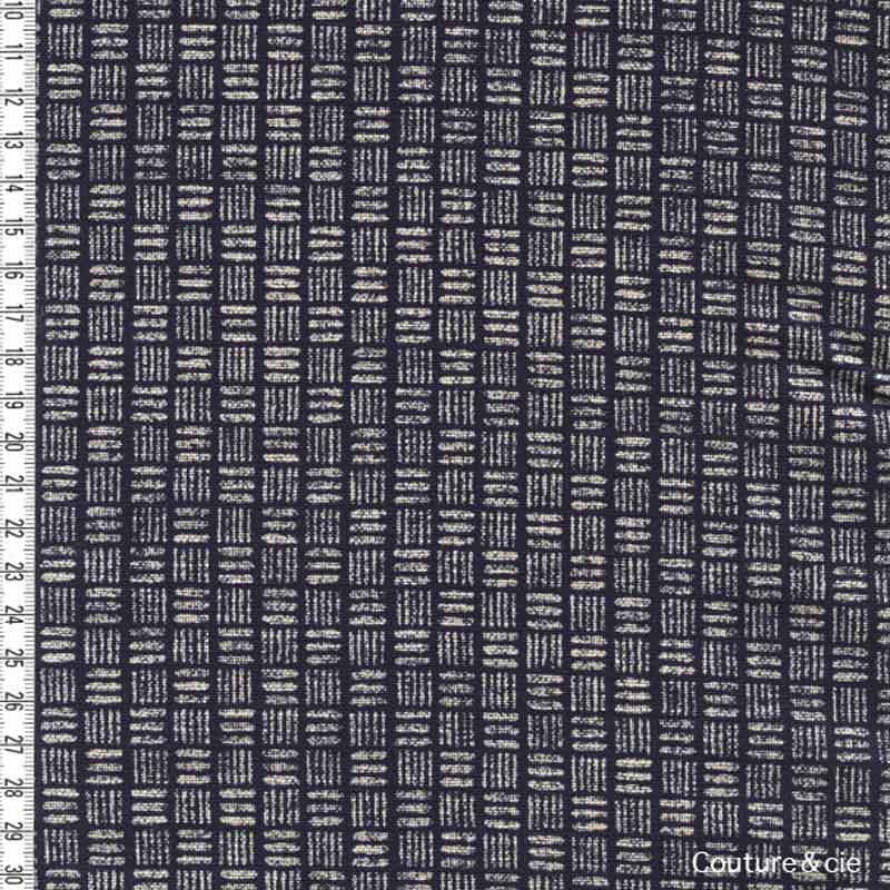 Tissu bleu indigo Traits et lignes dans Motifs traditionnels par Couture et Cie