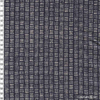 Tissu bleu indigo Traits et lignes dans Motifs traditionnels par Couture et Cie