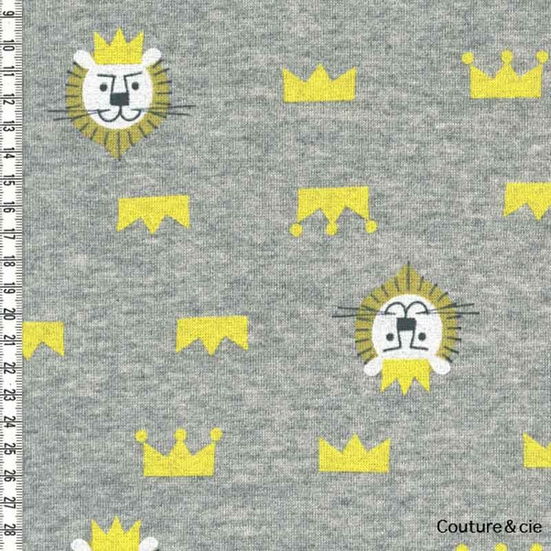 Tissu sweat motif lion gris dans Sweat par Couture et Cie