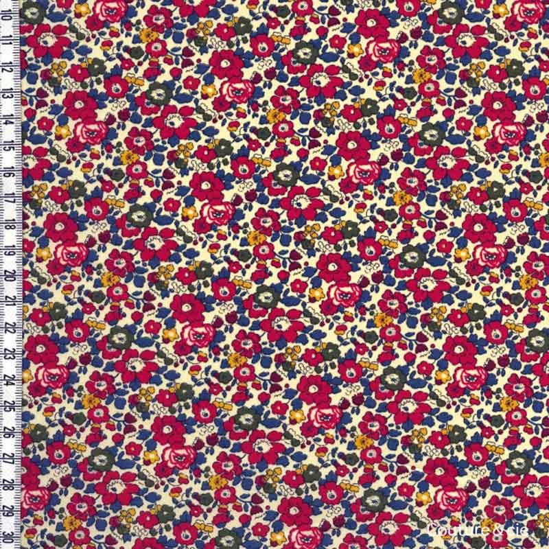 Tissu Liberty Betsy ann rouge garance x10cm dans Batistes Tana Lawn par Couture et Cie