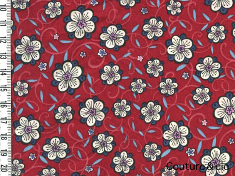 Tissu Liberty Lolly rouge, x10cm dans Batistes Tana Lawn par Couture et Cie