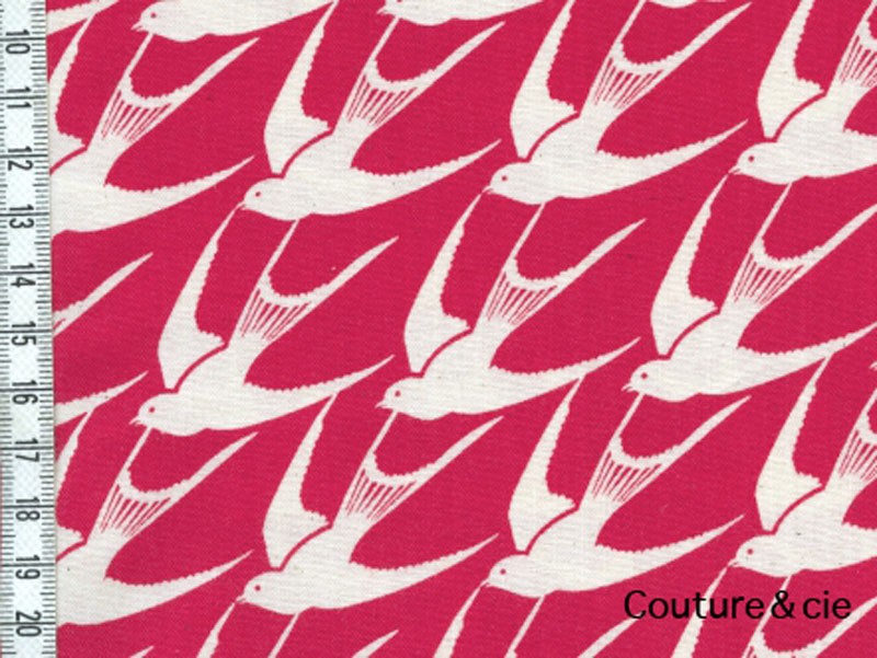 Tissu Cotton + Steel Bird rouge, x10cm dans COTTON + STEEL par Couture et Cie