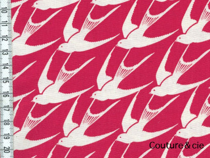 Tissu Cotton + Steel Bird rouge, x10cm dans COTTON + STEEL par Couture et Cie