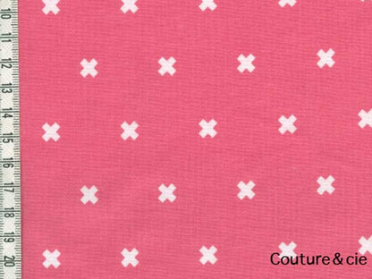 Tissu Cotton + Steel Xoxo Corail, x10cm dans COTTON + STEEL par Couture et Cie