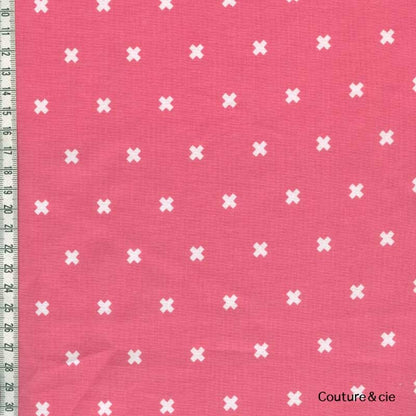 Tissu Cotton + Steel Xoxo Corail, x10cm dans COTTON + STEEL par Couture et Cie