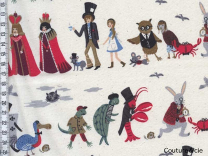 Tissu Rifle Paper Wonderland Procession écru, x10cm dans Rifle Paper Co par Couture et Cie