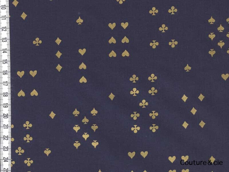 Tissu Rifle Paper Wonderland, Follow Suit Navy metalllic, x10cm dans COTTON + STEEL par Couture et Cie