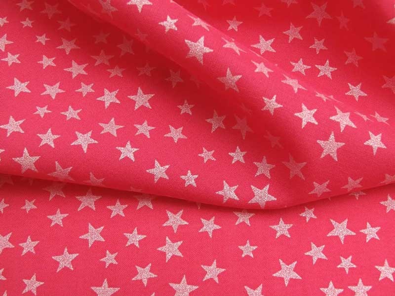 Batiste coton rose fushia étoiles nacrées, x10cm dans Tissus Etoiles par Couture et Cie