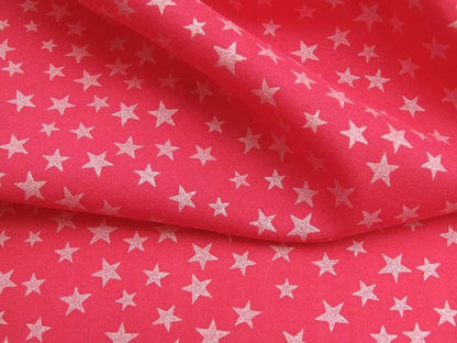Batiste coton rose fushia étoiles nacrées, x10cm dans Tissus Etoiles par Couture et Cie