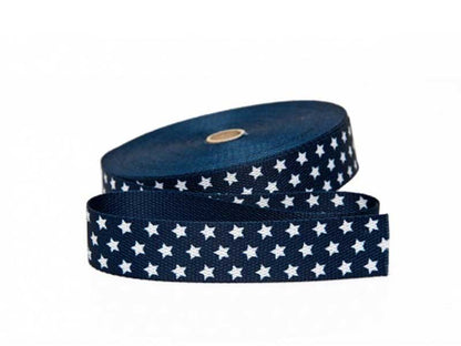 Sangle bleu marine avec étoiles 30mm dans SANGLES par Couture et Cie