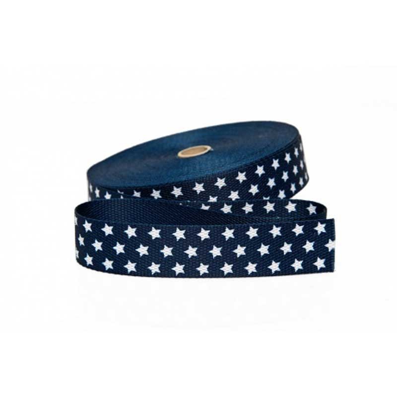 Sangle bleu marine avec étoiles 30mm dans SANGLES par Couture et Cie