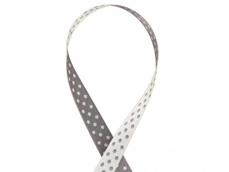 Ruban pois gris et blanc 10mm dans Rubans Pois par Couture et Cie