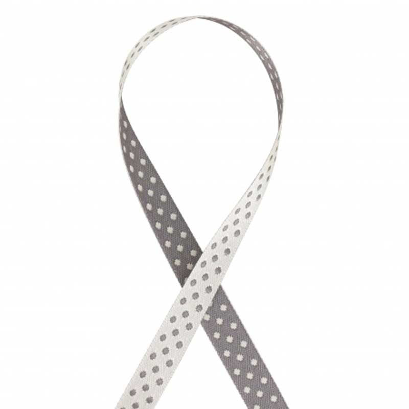Ruban pois gris et blanc 10mm dans Rubans Pois par Couture et Cie