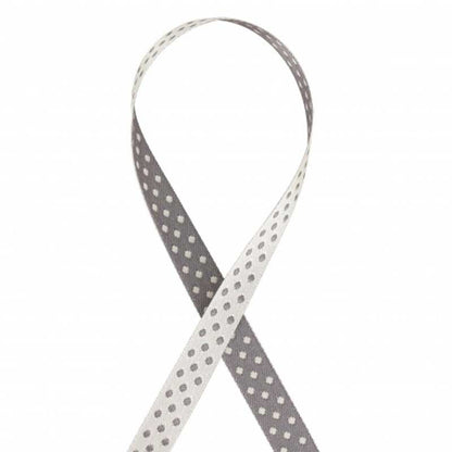 Ruban pois gris et blanc 10mm dans Rubans Pois par Couture et Cie