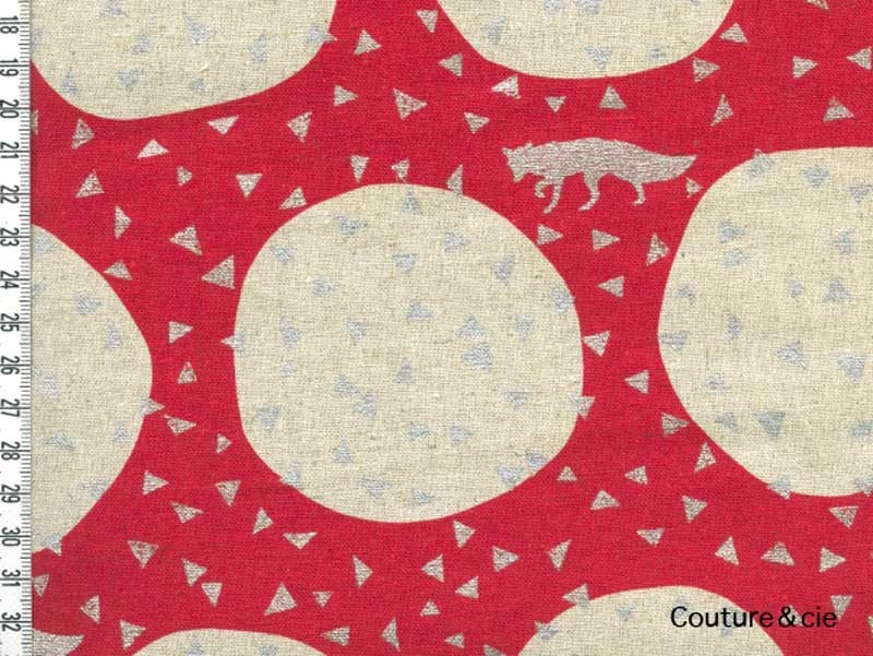 Tissu Echino Silver foxes rouge, coupon 75x110cm dans Echino par Couture et Cie