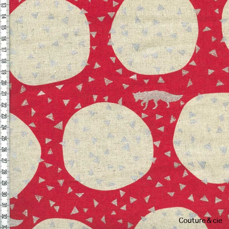 Tissu Echino Silver foxes rouge, coupon 75x110cm dans Echino par Couture et Cie