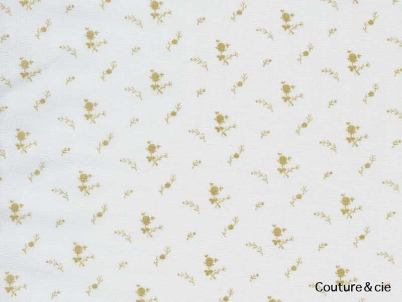 Double gaze FDS blanche fleurs or dans Double gaze FDS par Couture et Cie