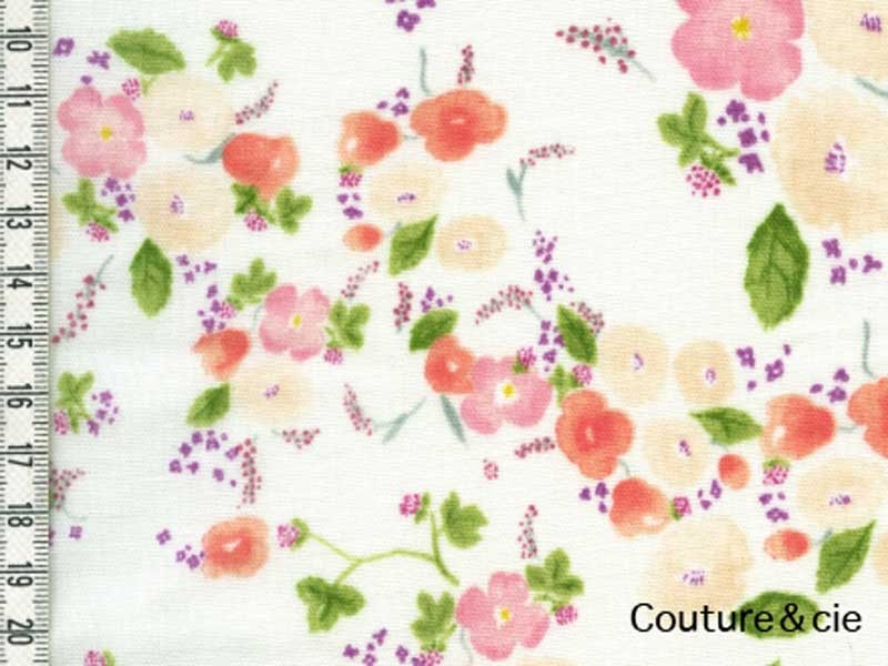 Tissu Double gaze Nani Iro Little letter blanc, x10cm dans Nani Iro par Couture et Cie