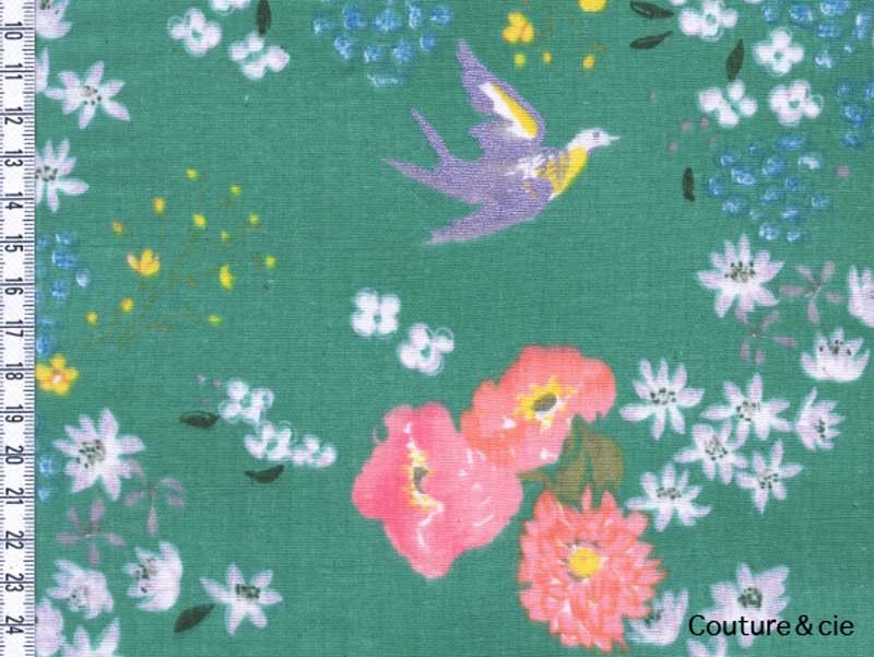 Tissu Double gaze Nani Iro En garden vert, x10cm dans Nani Iro par Couture et Cie