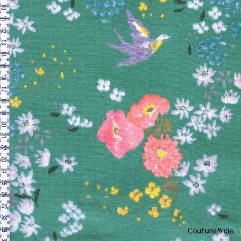 Tissu Double gaze Nani Iro En garden vert, x10cm dans Nani Iro par Couture et Cie