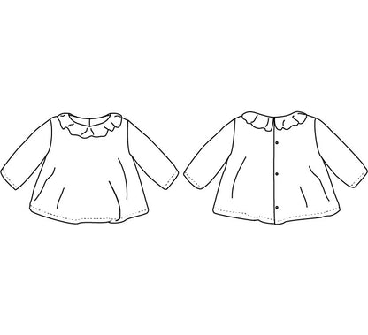 Patron couture Ikatee Electre, blouse à col volanté dans Patrons Ikatee par Couture et Cie