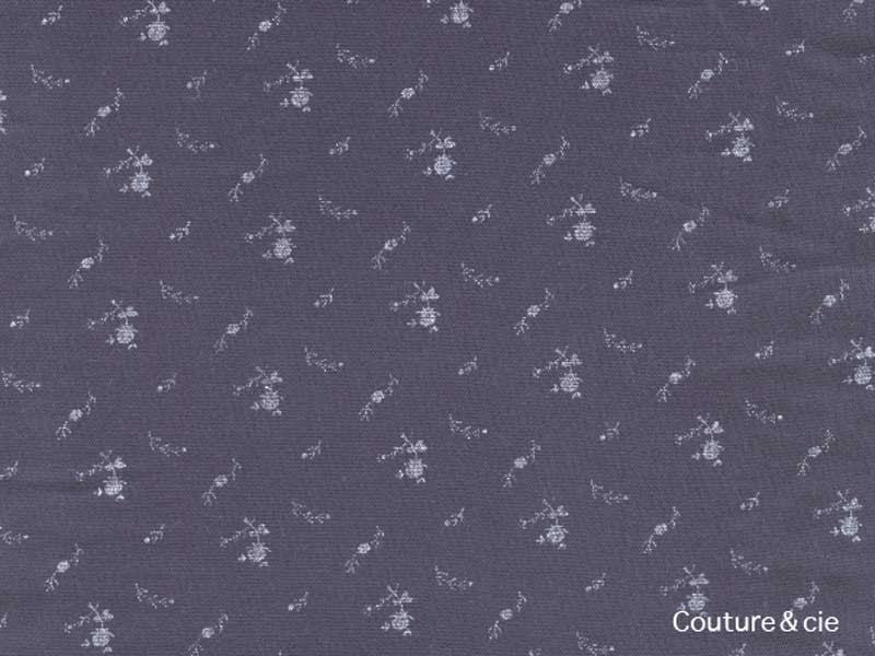 Double gaze France Duval Stalla bleu marine fleurs argent, x10cm dans FRANCE DUVAL STALLA par Couture et Cie