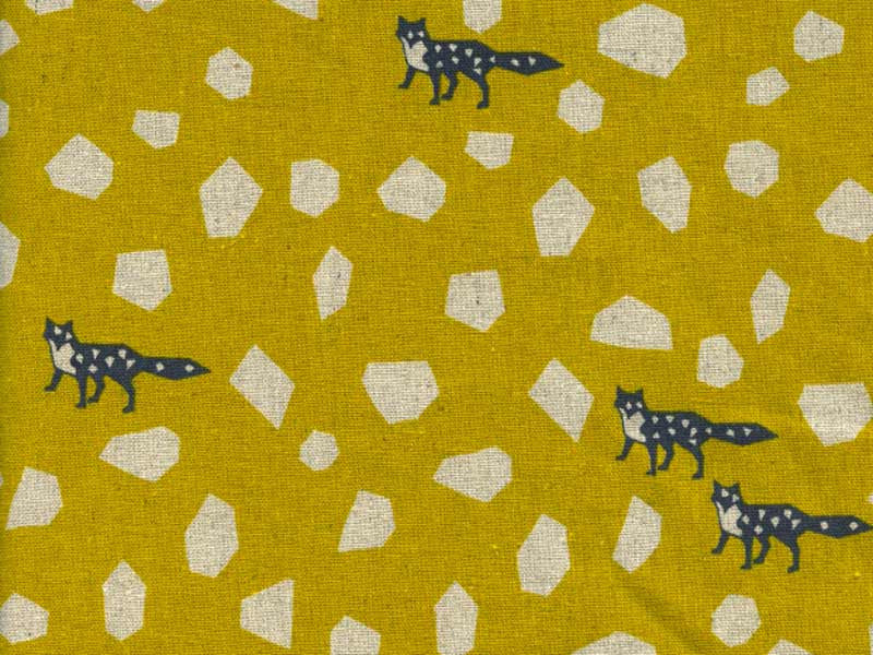 Tissu canvas Echino Stone jaune moutarde, coupon 45x110cm dans TISSUS JAPONAIS par Couture et Cie